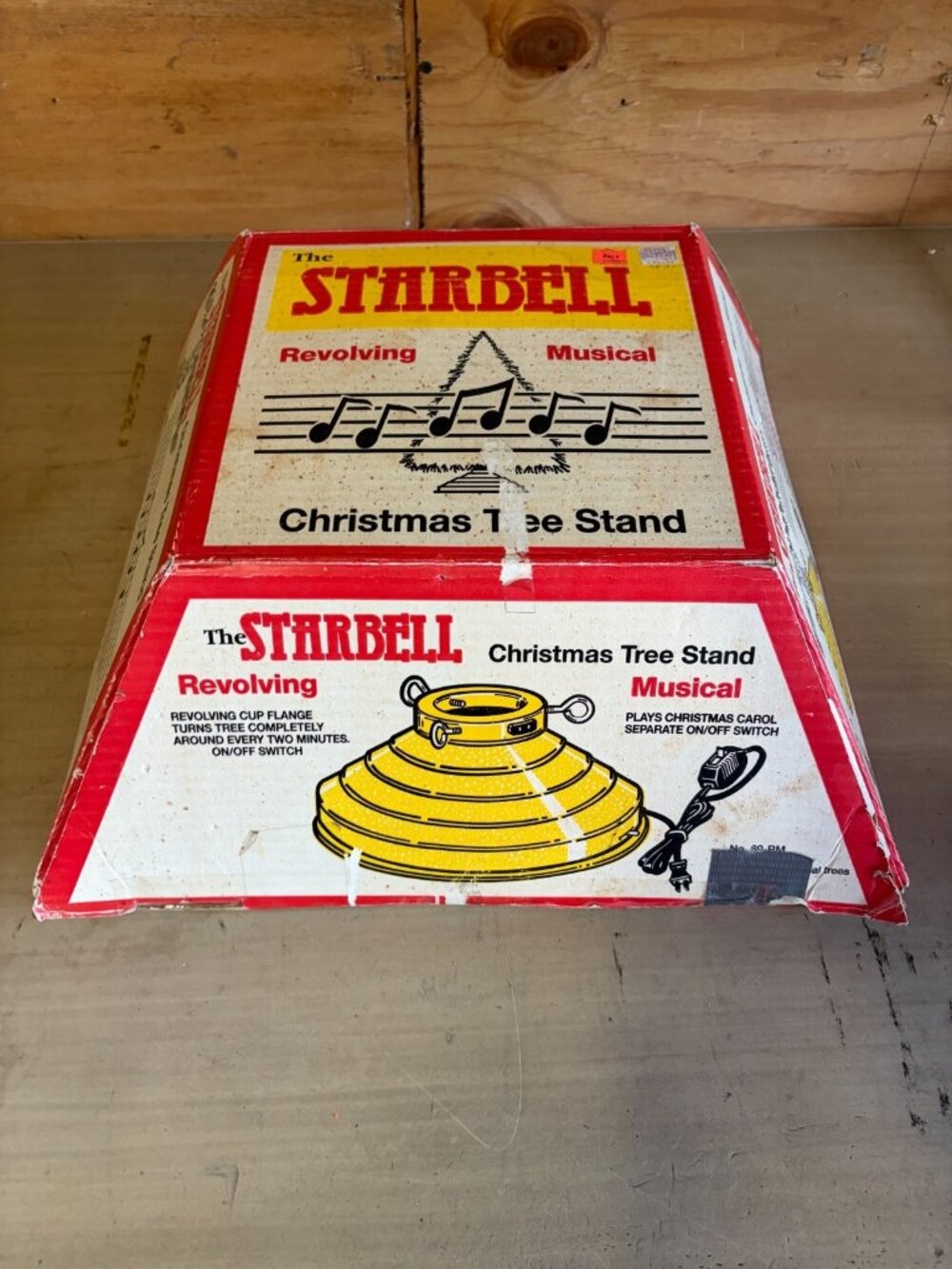 Vintage Starbell Revolving Musical Christmas Tree Stand Xmas w sound video NOS